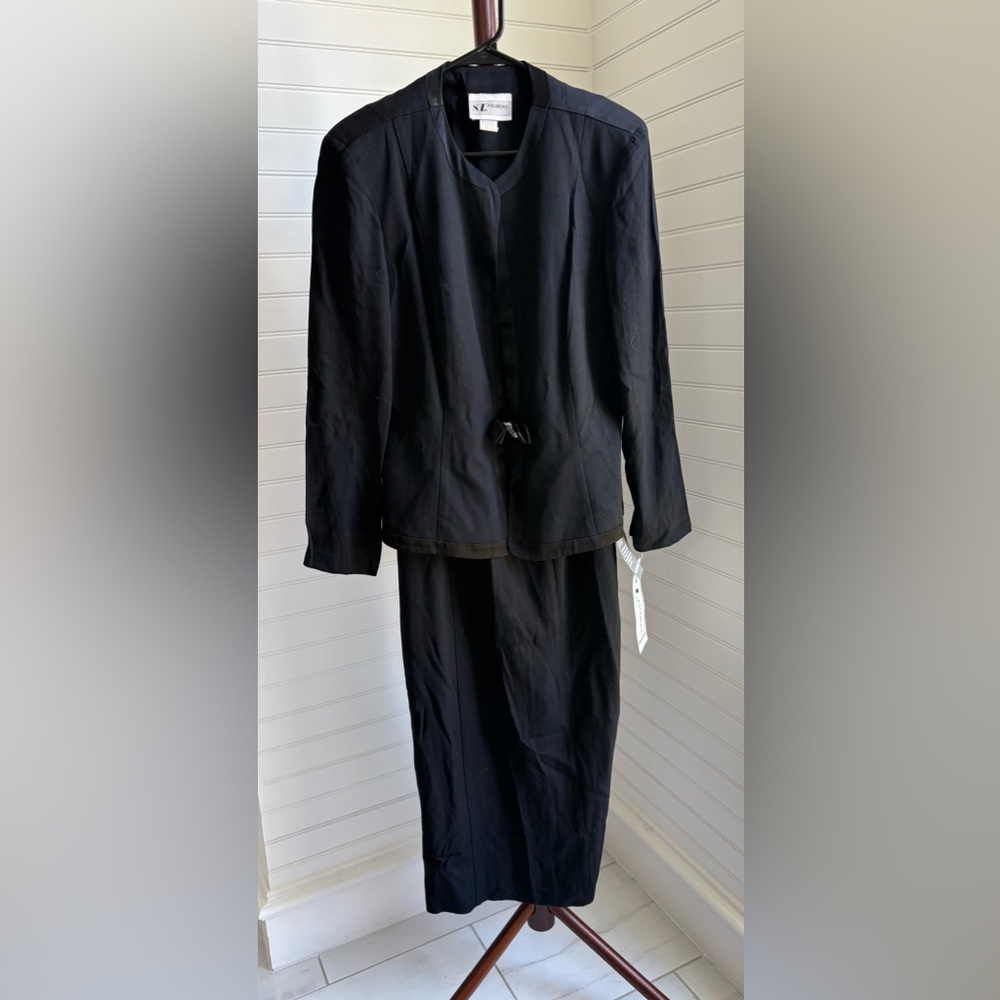 S.L. Fashions Elegant Black 2 Piece Jacket & Dress